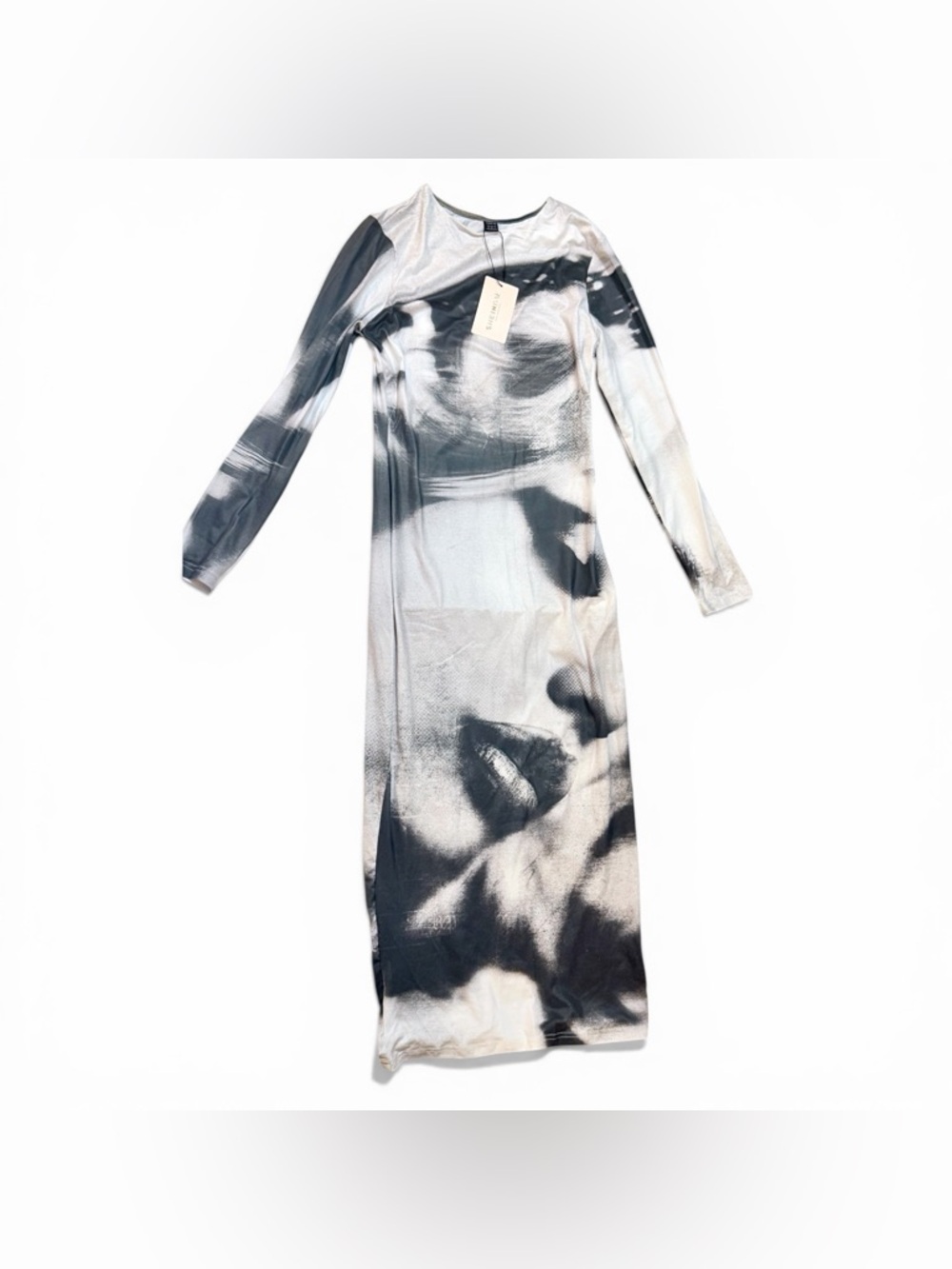 SHEIN Bae Printed Maxi Bodycon White and Grey Women’s Dress Size 4 NWT